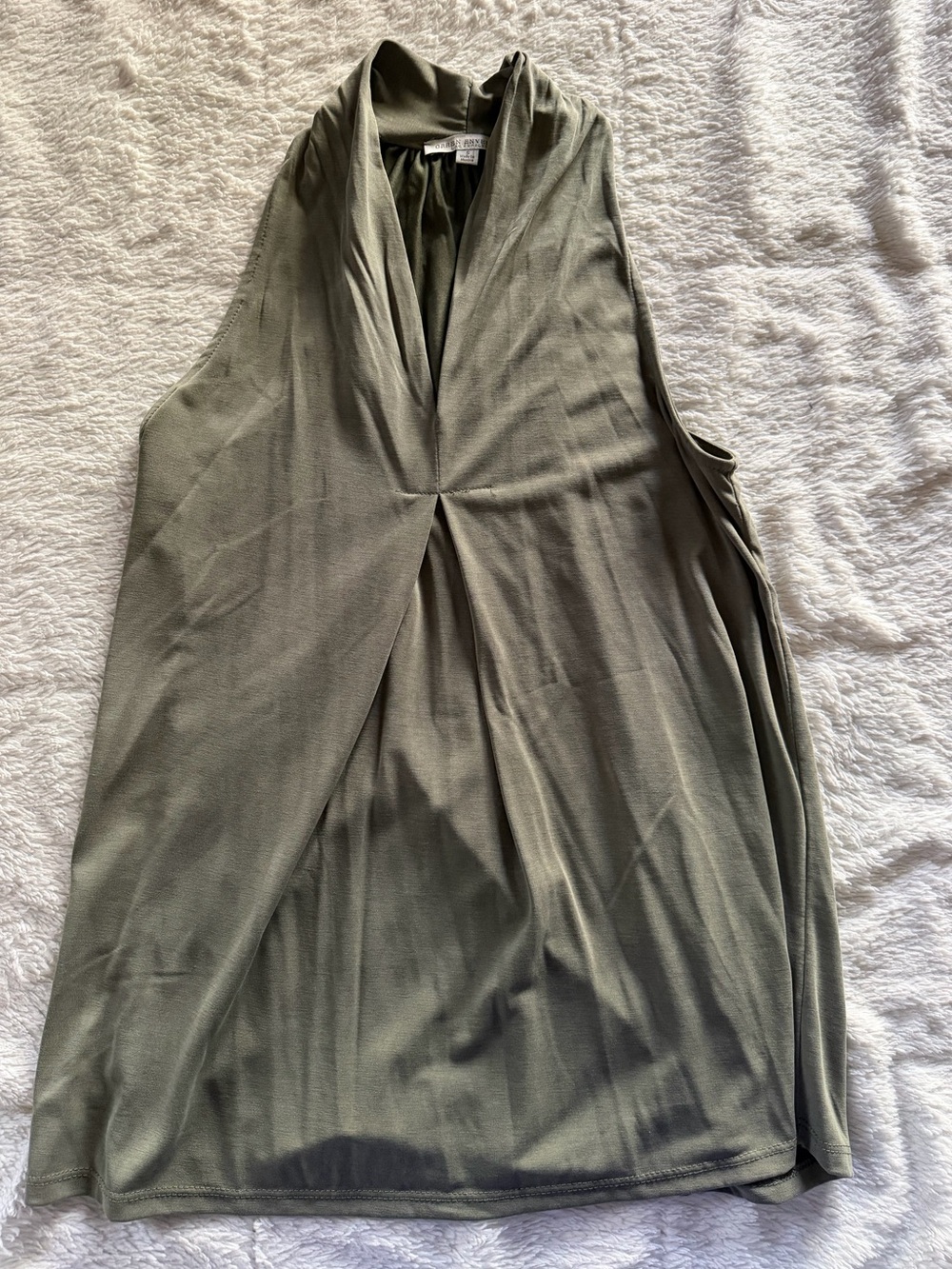 Green Envelope Sleeveless Light Olive Green V-Neck Drape Tank